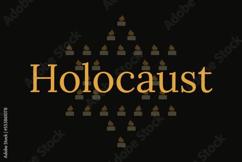 Holocaust Memorial Day, January 27. Banner with candles in the shape of the Star of David on a black background. vector.