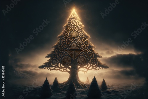 Nordic x-mas tree, viking style, phantasy, generative ai