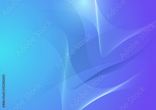 Modern simple minimalist colorful blue gradient abstract background with wave lines