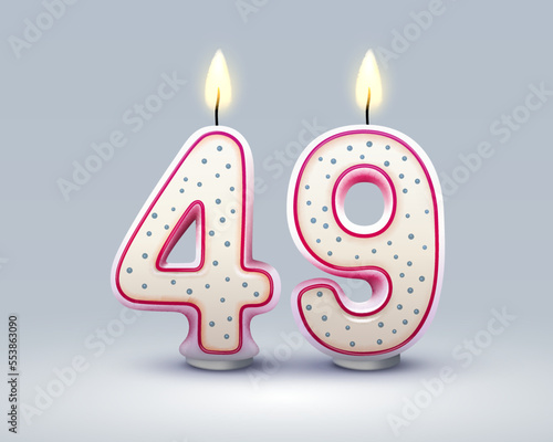 Happy Birthday years. 49 anniversary of the birthday, Candle in the form of numbers. Vector