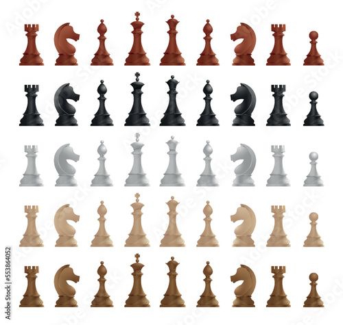 Chess pieces color set