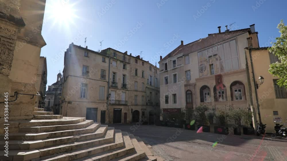 old town of Montpellier city center blue sky sunny day lockdown period old town of Montpellier city center blue sky sunny day lockdown period