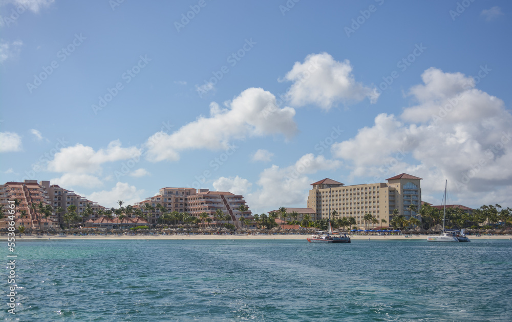 Azure blue waters of Aruba coastline, Caribbean sea 2022. Azure blue waters of Aruba coastline, Caribbean sea 2022.