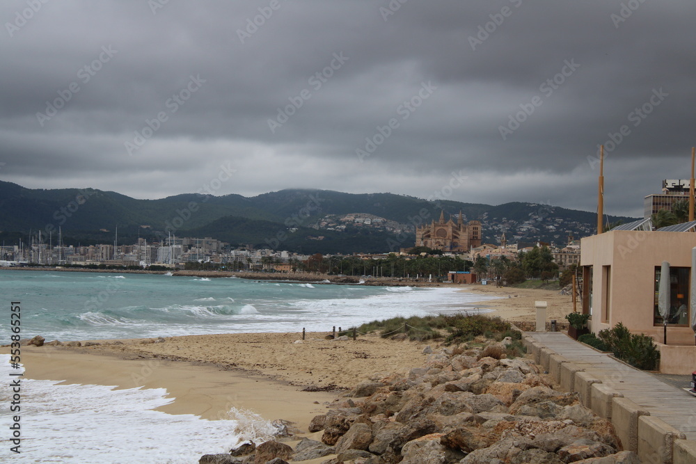 Beach and winter in Palma de Mallorca