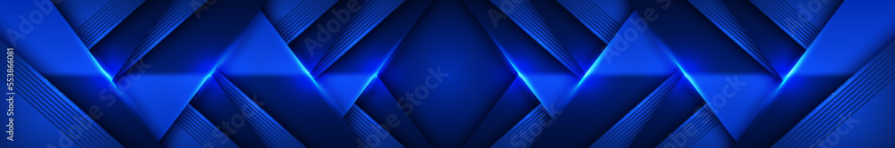 Obraz premium brilliant blue geometric dark business textured contemporary background template concept material elegant long banner