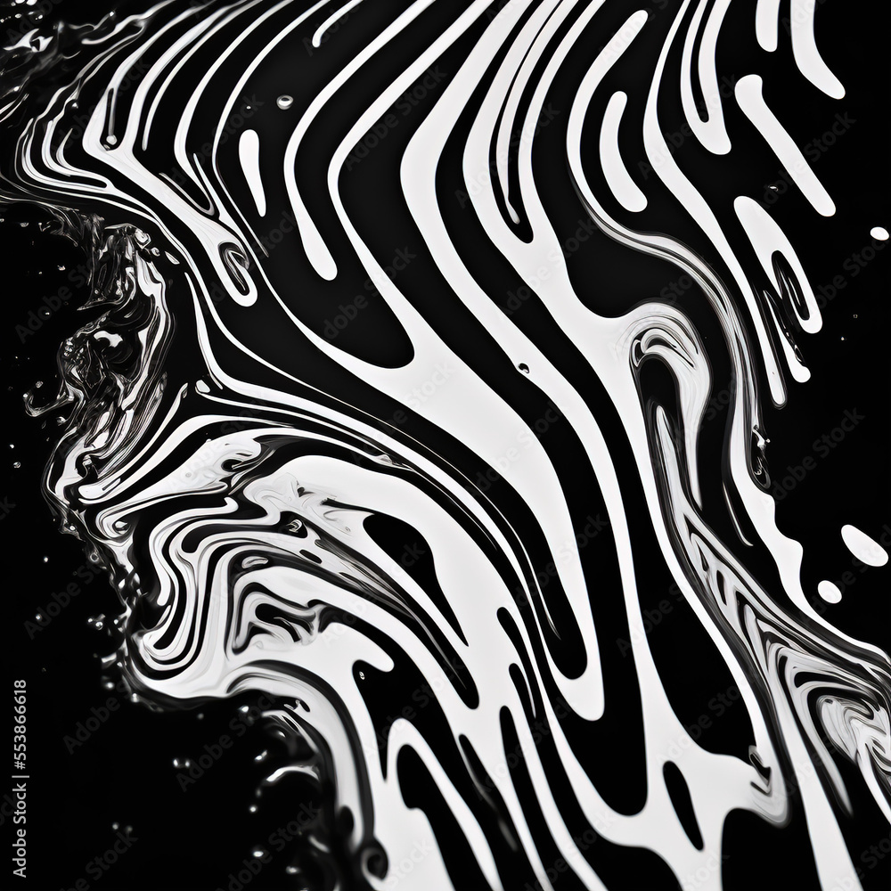 Black and White Zebra Stripes Acrylic Pour Painting Design Background | Midjourney Ai Generated