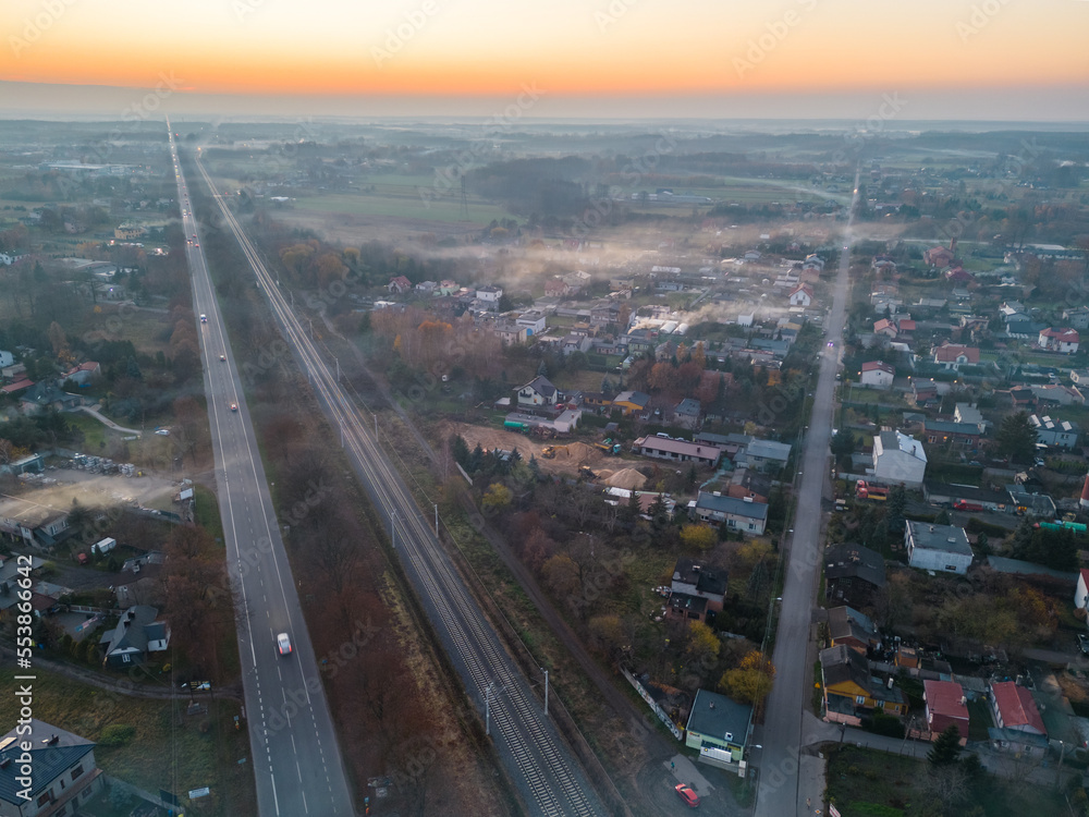 Autumn Park and the road view in Pabianice - Poland Autumn Park and the road view in Pabianice - Poland