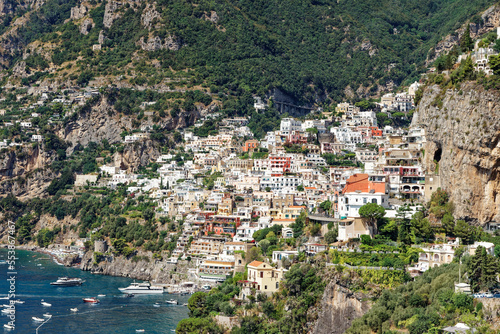 Top view of the village of Positano on the Amalfi coast on a clear summer day © Marco