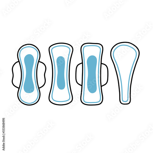 menstrual pad doodle icon, vector color line illustration