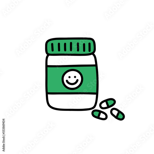 antidepressants doodle icon, vector color line illustration