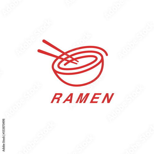 Simple logo design noodle or ramen in red color. Good for company related restaurant and beverages