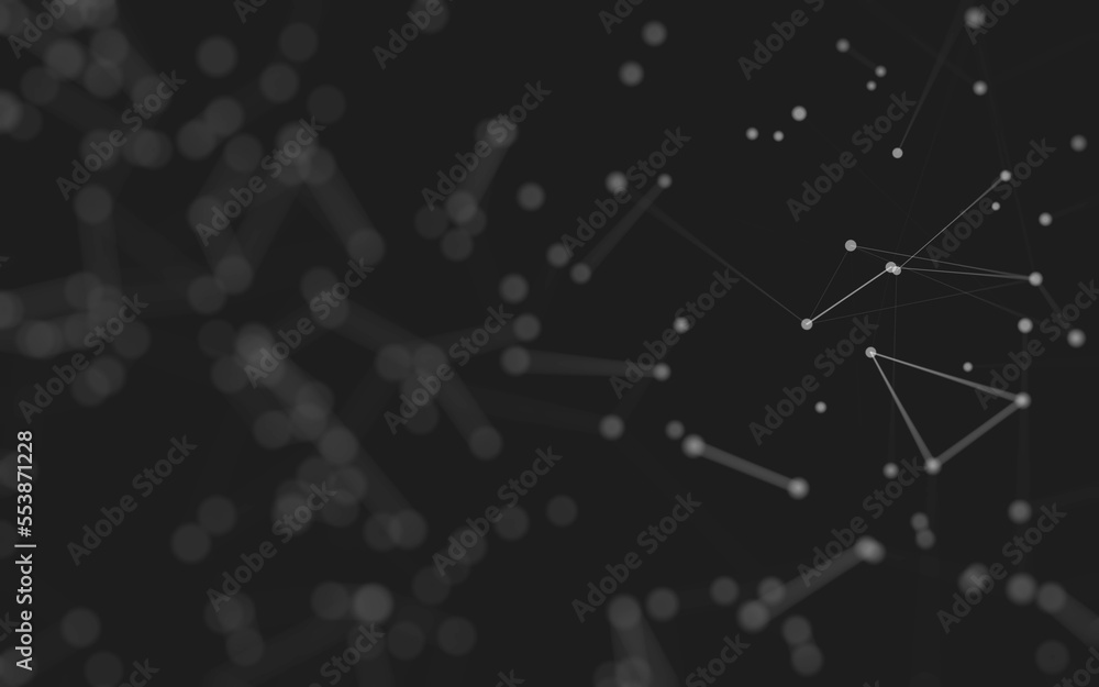 Fototapeta premium Abstract background. Molecules technology with polygonal shapes, connecting dots and lines. Connection structure. Big data visualization.