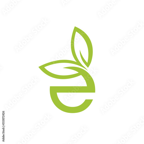 Letter EE eco leaves logo icon design template elements. Vector color sign.