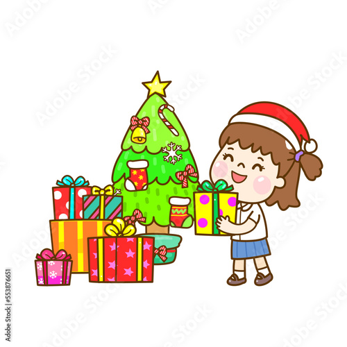 Cartoon Thai Kids in New Year Party.