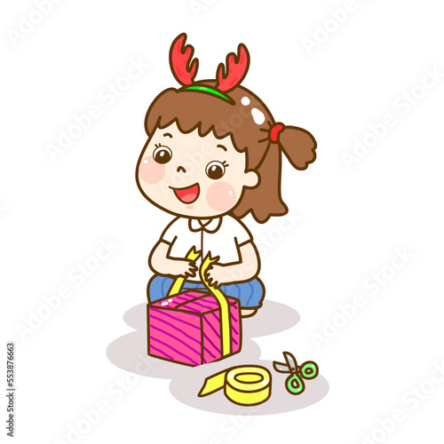 Cartoon Thai Students in Christmas party.
