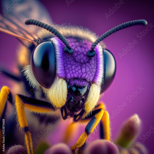 Macro photography of a purple bee