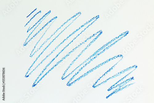 a blue crayon picture with a white paper background