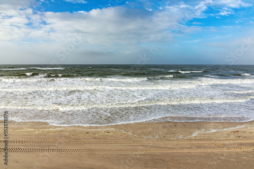 scenic landscape in Sylt with ocean, dune and empty beach