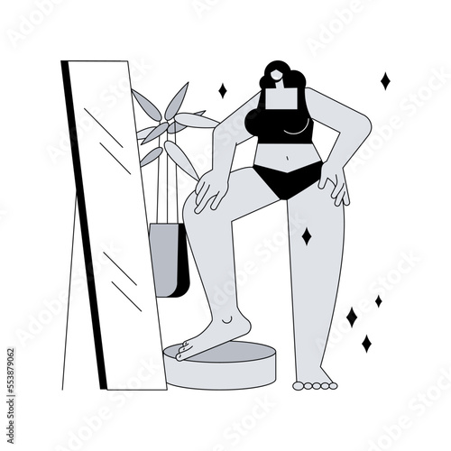 Body positive abstract concept vector illustration. Positive body image, diversity trend, positivity, acceptance of all body types, self-confidence, plus size brand promotion abstract metaphor.