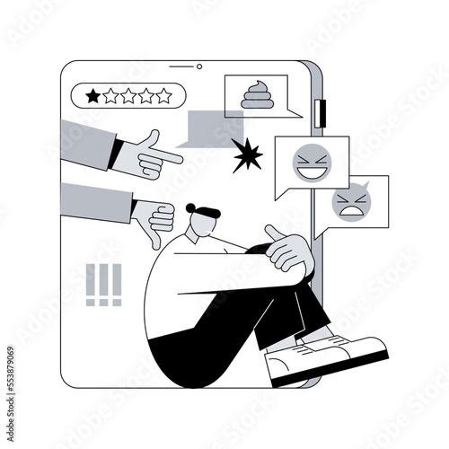 Internet criticism abstract concept vector illustration. Social media behavior, hate speech, comments and share, negative opinion, troll message, fake profile, anonymous abstract metaphor.