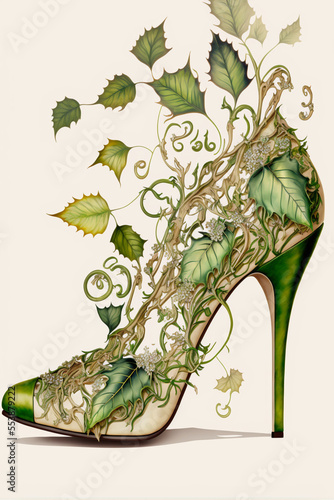 heeled shoes made of alive plants