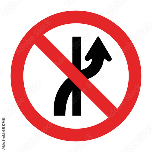 Proibido mudar de faixa ou pista
de trânsito da esquerda para direita - Sinais de trânsito usados no Brasil. É a Listagem Oficial, válida para os Exames. Sinalização Regulatória. CTB