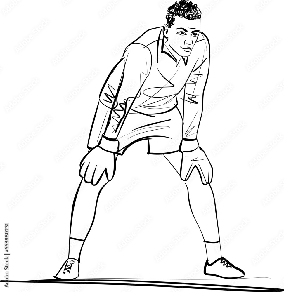 Sketch of goalkeeper trying stop a shoot