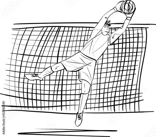 Sketch of goalkeeper trying stop a shoot