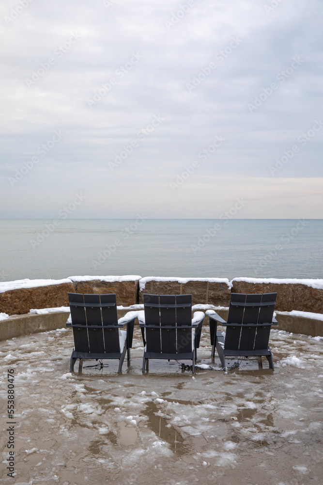 three chairs on the beach
