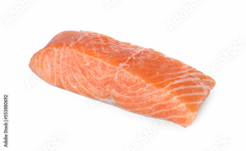 Piece of fresh raw salmon isolated on white