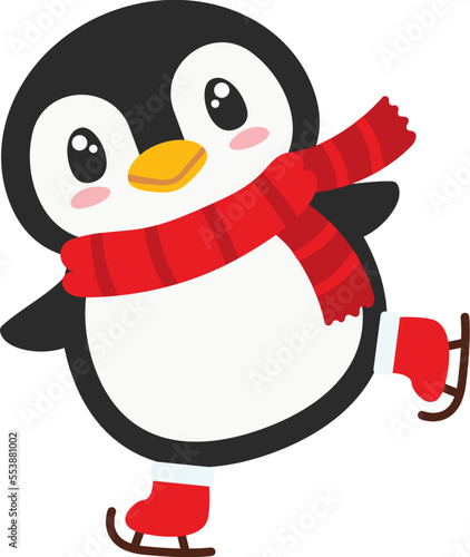 Christmas Penguins, Winter, Ice, Ice Skates