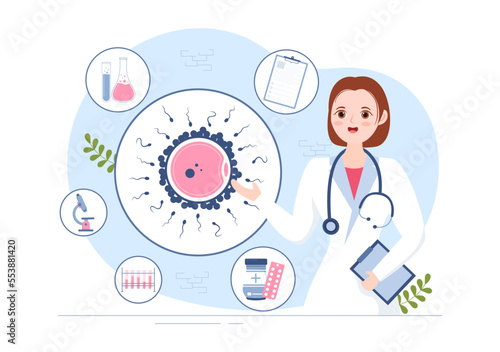 Fertility Clinic on Infertility Treatment for Couples and Handles in Vitro Fertilization Programs in Flat Cartoon Hand Drawn Templates Illustration