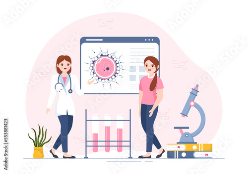 Fertility Clinic on Infertility Treatment for Couples and Handles in Vitro Fertilization Programs in Flat Cartoon Hand Drawn Templates Illustration