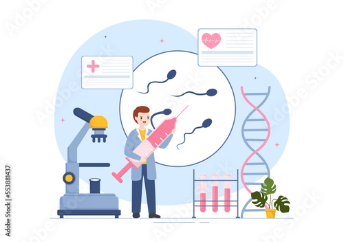 Fertility Clinic on Infertility Treatment for Couples and Handles in Vitro Fertilization Programs in Flat Cartoon Hand Drawn Templates Illustration