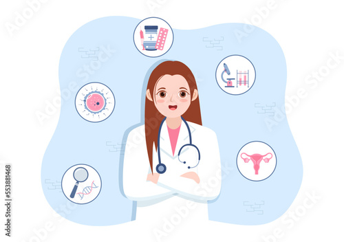 Fertility Clinic on Infertility Treatment for Couples and Handles in Vitro Fertilization Programs in Flat Cartoon Hand Drawn Templates Illustration