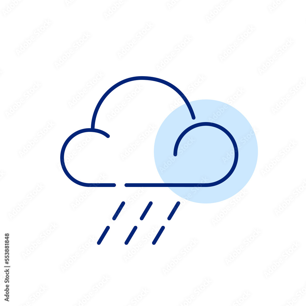 Heavy rain coming from cloud. Weather forecast. Pixel perfect, editable stroke line icon Heavy rain coming from cloud. Weather forecast. Pixel perfect, editable stroke line icon