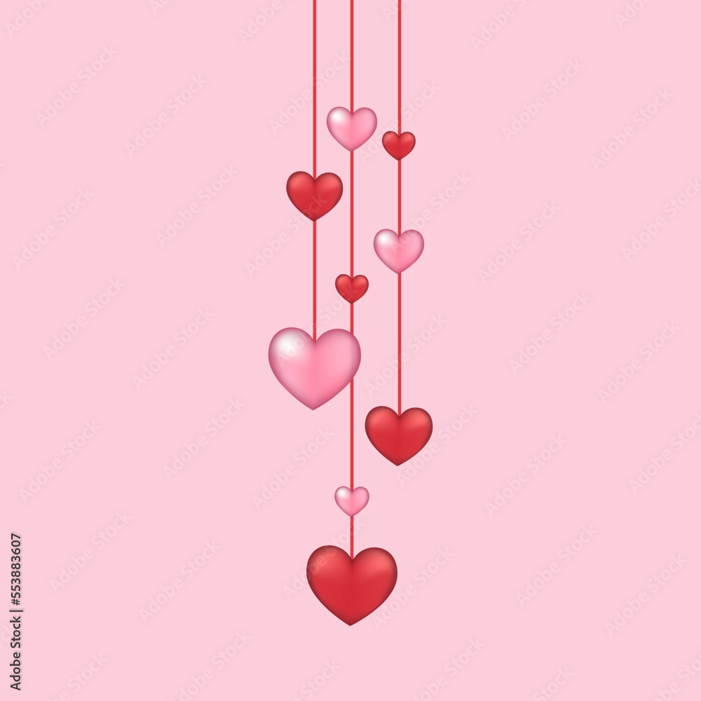 heart shaped balloons valentines day illustration