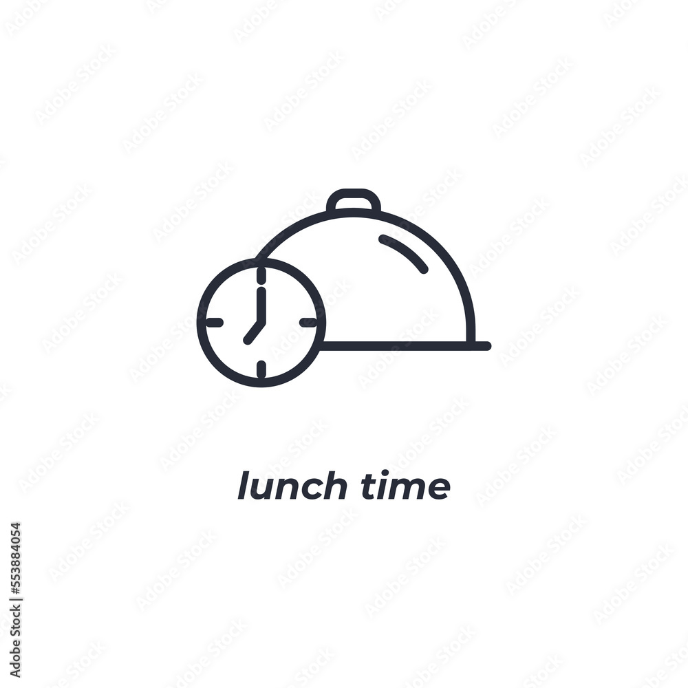 Vector sign lunch time symbol is isolated on a white background. icon color editable. Vector sign lunch time symbol is isolated on a white background. icon color editable.