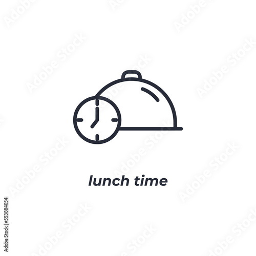 Vector sign lunch time symbol is isolated on a white background. icon color editable.