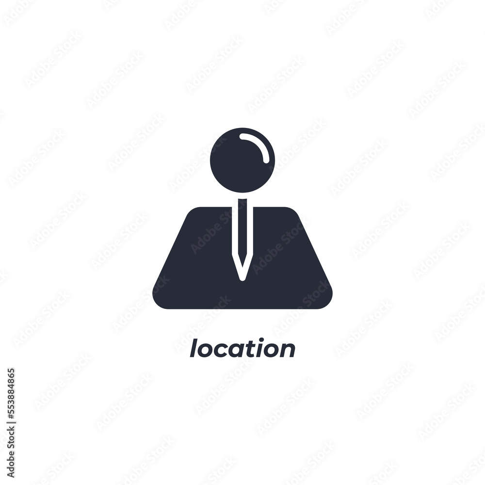 Vector sign location symbol is isolated on a white background. icon color editable. Vector sign location symbol is isolated on a white background. icon color editable.