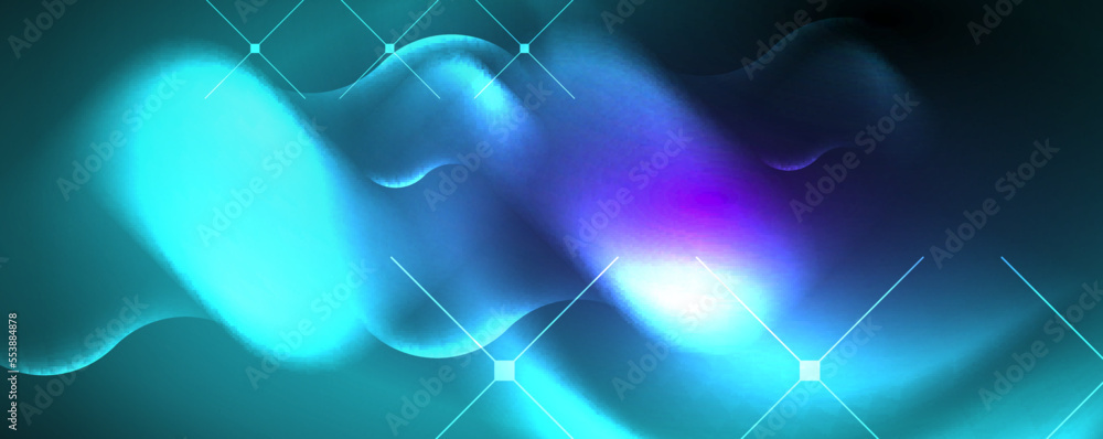 Obraz premium Neon glowing waves, magic energy space light concept, abstract background wallpaper design