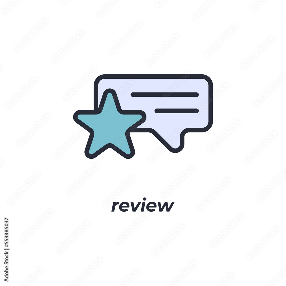 Vector sign review symbol is isolated on a white background. icon color editable. Vector sign review symbol is isolated on a white background. icon color editable.