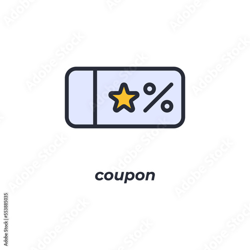 Vector sign coupon symbol is isolated on a white background. icon color editable.