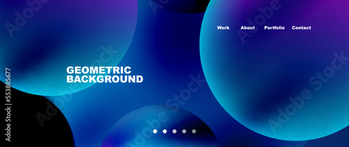 Flowing gradient colors and round elements and circles. Vector illustration for wallpaper, banner, background, leaflet, catalog, cover, flyer