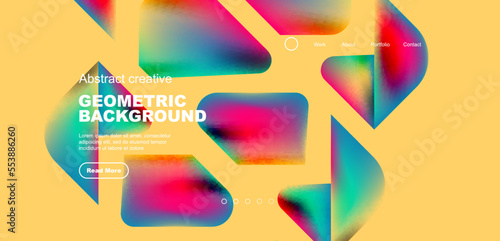 Geometric landing page background. Fluid colors and simple shapes abstract composition. Vector illustration for wallpaper, banner, background, leaflet, catalog, cover, flyer