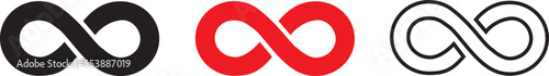 Infinity symbol black, simple with discontinuation, isolated