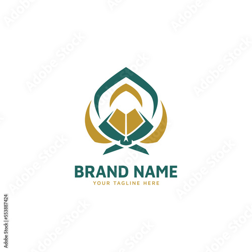 Islamic mosque and Quran icon logo design with isolated concept