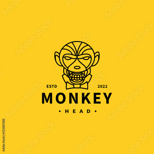 monkey head vintage icon logo design 3