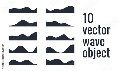 10 vector wave shape object, wave shape for any design