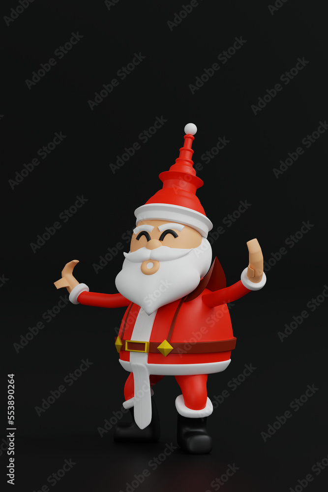 Santa Claus with Thai costume show Thai dance, concept of travel in Thailand, 3D rendering. Santa Claus with Thai costume show Thai dance, concept of travel in Thailand, 3D rendering.
